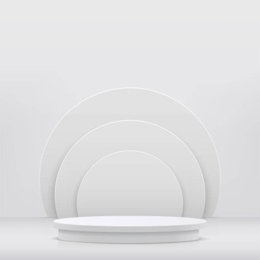 Sunum için beyaz renkli podyumu olan soyut bir arkaplan. Vektör illüstrasyonu