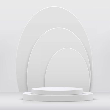 Sunum için beyaz podyumu olan soyut bir arka plan. Vektör illüstrasyonu