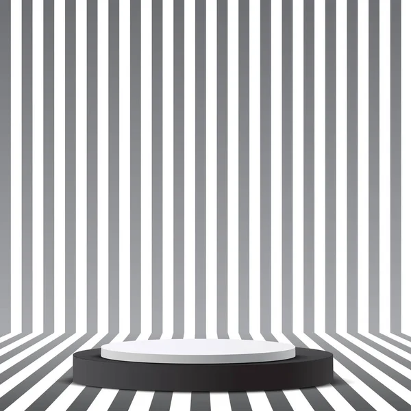 Abstract Stripes Background White Podium Presentation Vector Illustration — ストックベクタ