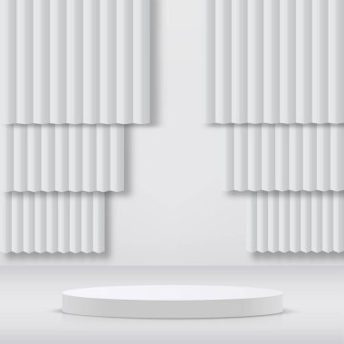 Sunum için beyaz podyumu olan soyut bir arka plan. Vektör illüstrasyonu