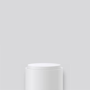 Beyaz kaide kürsüsü olan soyut stüdyo odası. Vektör illüstrasyonu