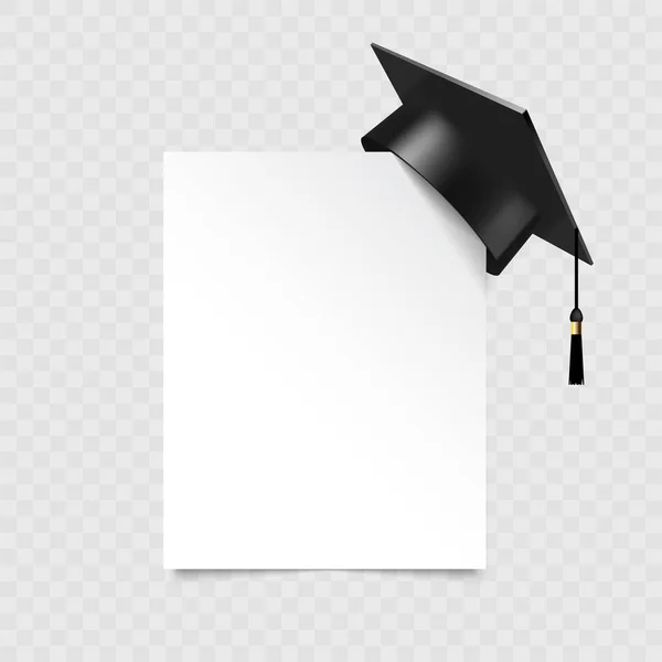 Graduate College High School University Cap Transparent Background Vector Illustration — ストックベクタ