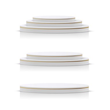 Set of white circle podiums for your presentation. Vector illustration