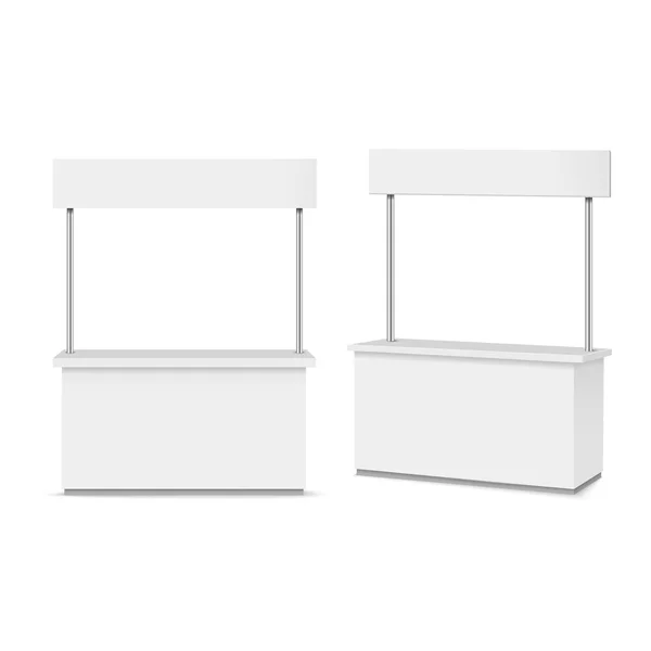 White Blank Advertising Pos Poi Pvc Promotion Counter Booth Vector — Archivo Imágenes Vectoriales