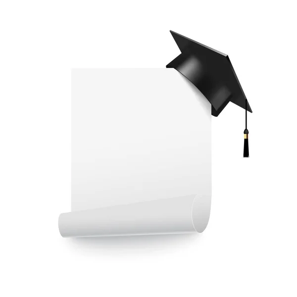 Student Hat Curle Corner Paper Vector Illustration — Archivo Imágenes Vectoriales