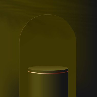 Yeşil renkli geometrik üç boyutlu podyumlarla soyut arkaplan. Vektör illüstrasyonu