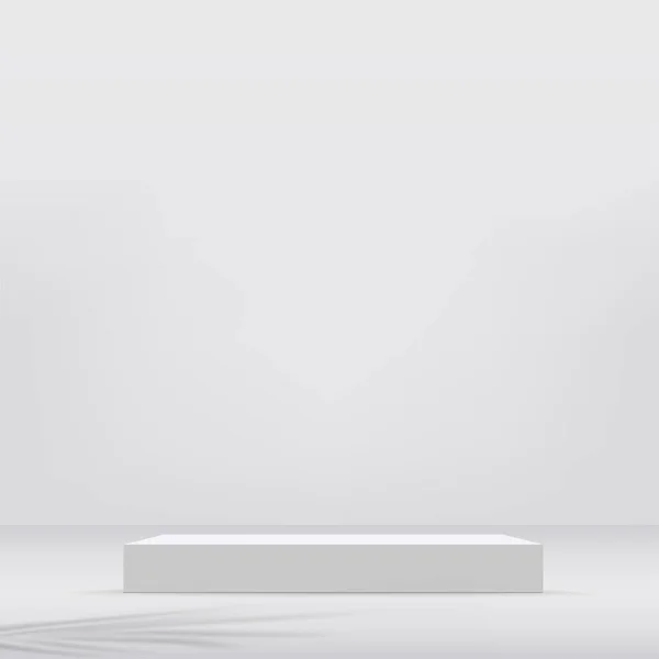 Escena mínima abstracta con formas geométricas. Podio blanco en fondo blanco para la presentación del producto. Vector — Vector de stock