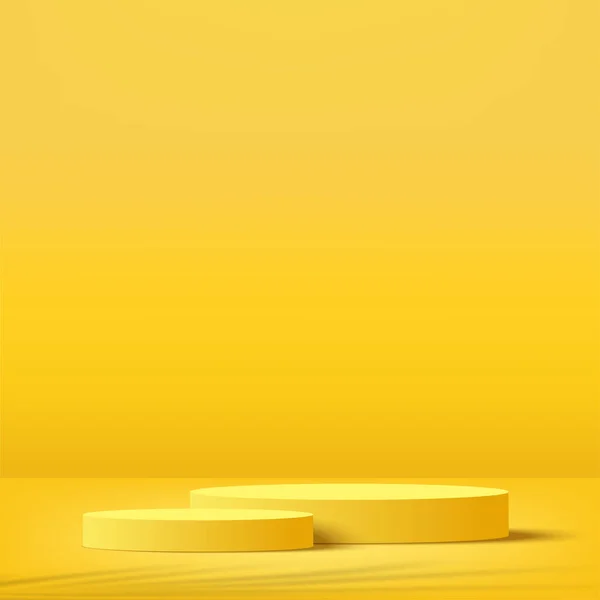抽象最小场景与几何形式。黄色背景的黄色讲台用于产品演示。B.病媒 — 图库矢量图片