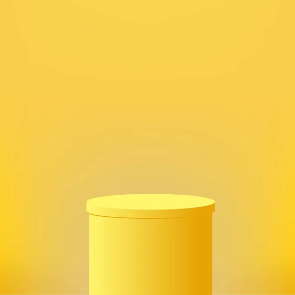 Abstract minimal scene with geometric forms. Yellow podium in yellow background for product presentation. Vector — Archivo Imágenes Vectoriales