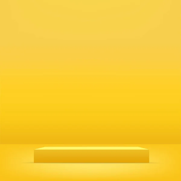 Абстрактна Мінімальна Сцена Геометричними Формами Жовтий Подіум Жовтому Тлі Презентації — стоковий вектор