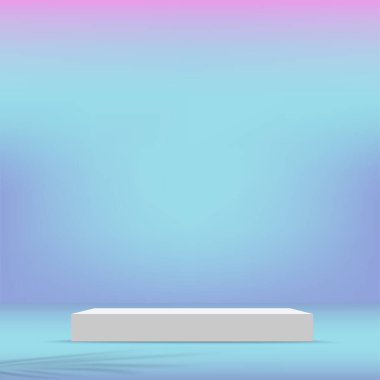 Geometrik formlarla soyut asgari sahne. Ürün sunumu için beyaz arka planda beyaz kürsü. Vektör illüstrasyonu