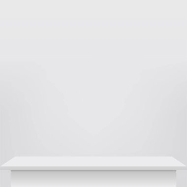 Geometrik formlarla soyut asgari sahne. Ürün sunumu için beyaz arka planda beyaz kürsü. Vektör illüstrasyonu