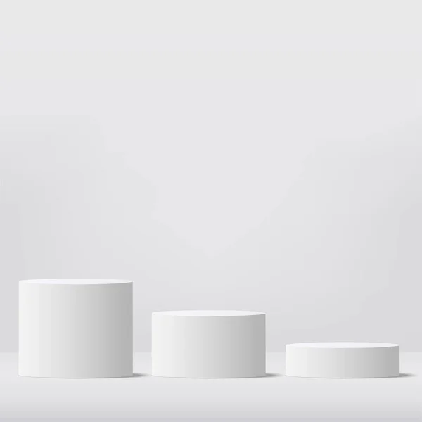 Scène Minimale Abstraite Aux Formes Géométriques Podium Blanc Fond Blanc — Image vectorielle