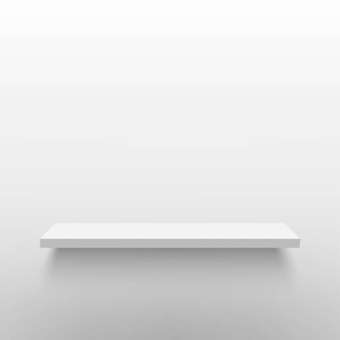 Beyaz duvardaki boş beyaz raf. Vektör illüstrasyonu