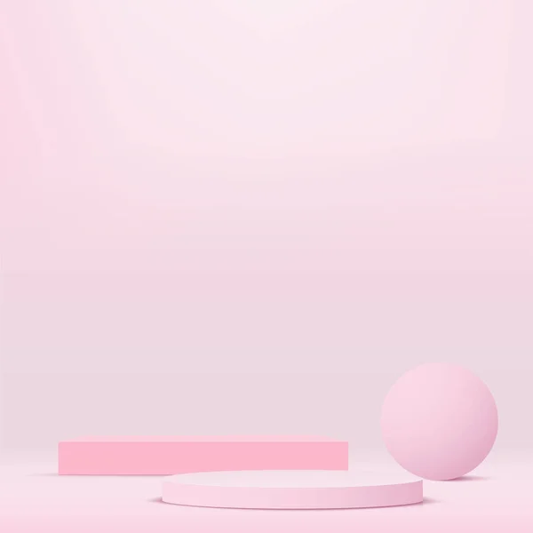 Pink Podium Pink Background Product Presentation Vector Illustration — ストックベクタ