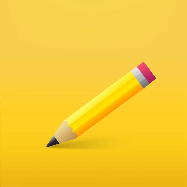 Lápis Desenho Animado Amarelo Fundo Amarelo Ilustração Vetorial —  Vetores de Stock