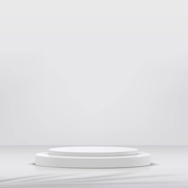 Sunum için beyaz podyumu olan soyut bir arka plan. Vektör illüstrasyonu