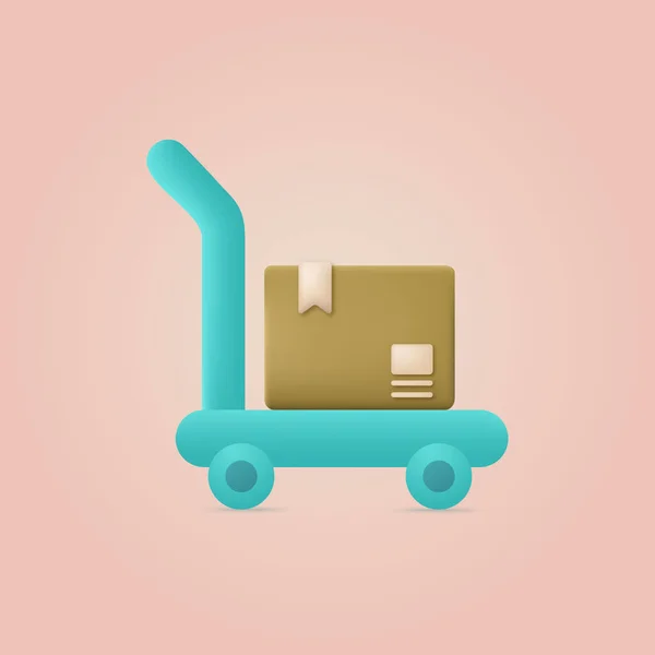 Cardboard Box Trolley Package Delivery Concept Vector Illustration — Stockvector