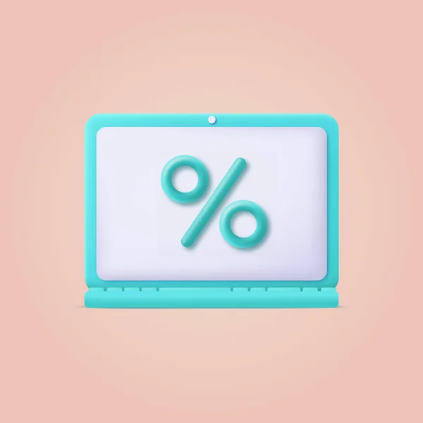 Percent Sign Laptop Vector Illustration — Stockový vektor