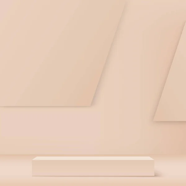 Cream Color Background Product Display Podium Scene Geometric Platform Vector — Wektor stockowy