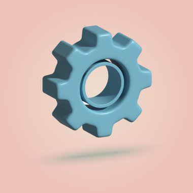 3D dişli, ayar sembolü, simge, işaret. Vektör illüstrasyonu