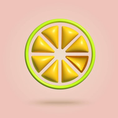 Üç boyutlu dilimlenmiş limon. Vektör illüstrasyonu