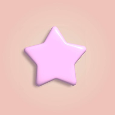 3 boyutlu çizgi film tarzı açık mor yıldız. Vektör illüstrasyonu