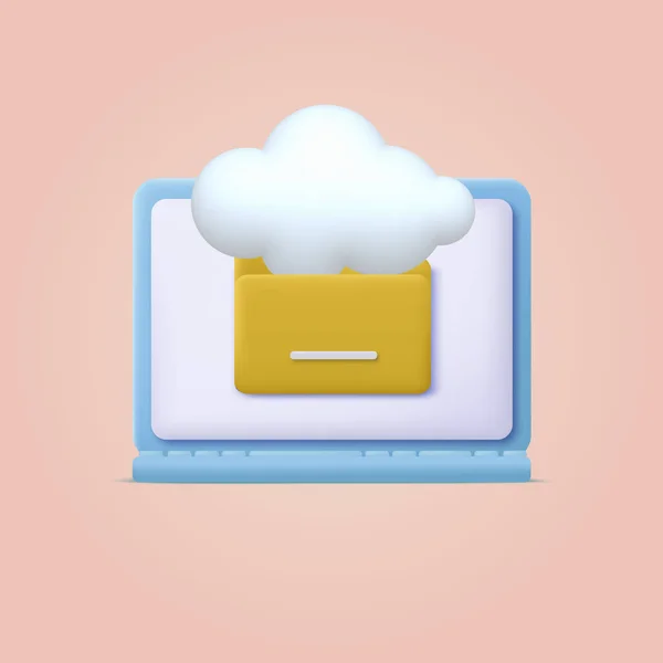 Nube Icono Carpeta Almacenamiento Ilustración Vectorial — Vector de stock