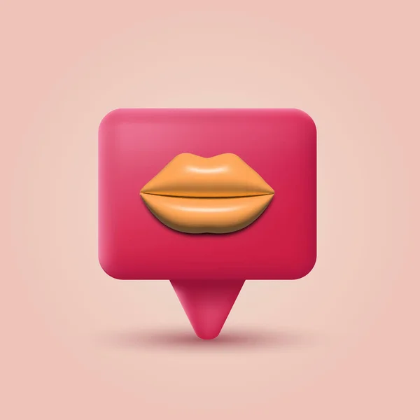 Nachrichtenblase Mit Lippen Vektorillustration — Stockvektor