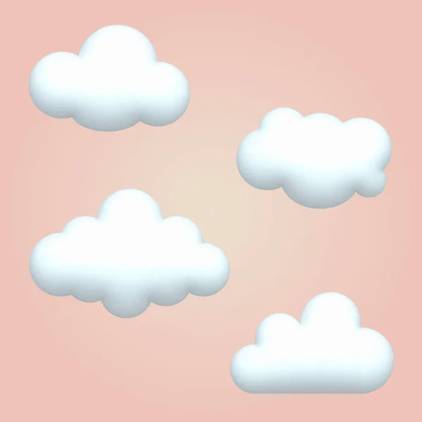 一组3D卡通风格的云彩 矢量说明 — 图库矢量图片