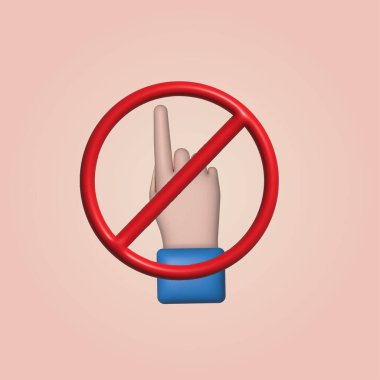 3D, işaret simgesine dokunma. Vektör illüstrasyonu