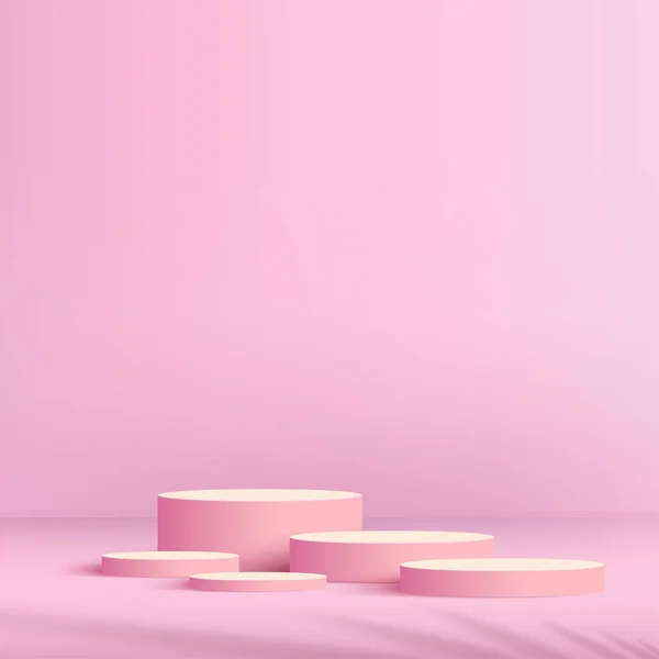Pink Podium Pink Background Product Presentation Vector Illustration —  Vetores de Stock