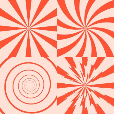 Turuncu güneş ışınları seti. Vektör illüstrasyonu