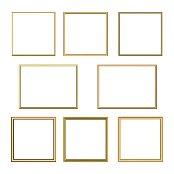 Set Von Goldenen Quadratischen Rahmen Vektorillustration — Stockvektor