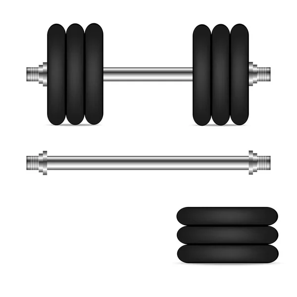 Realistyczne Sztangi Siłowni Części Ilustracja Wektora — Wektor stockowy