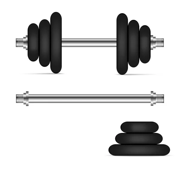 Realistic Gym Barbells Parts Vector Illustration — Stock Vector