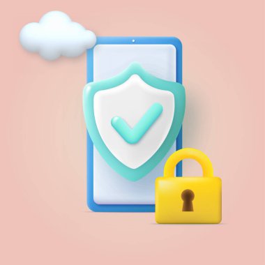 3D kişisel veri güvenliği kavramı. Vektör illüstrasyonu