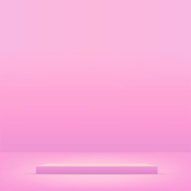 Sunum için pembe renkli podyumu olan soyut bir arka plan. Vektör illüstrasyonu