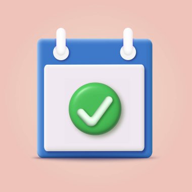 3D takvim atama simgesi. Vektör illüstrasyonu