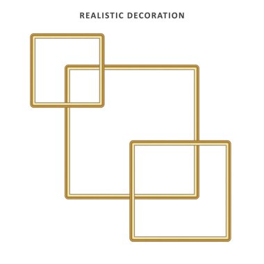 Minimalist arka plan, beyaz üzerine altın nesneler. Vektör illüstrasyonu