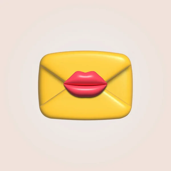 Mail Enveloppe Met Rode Lippen Vectorillustratie — Stockvector