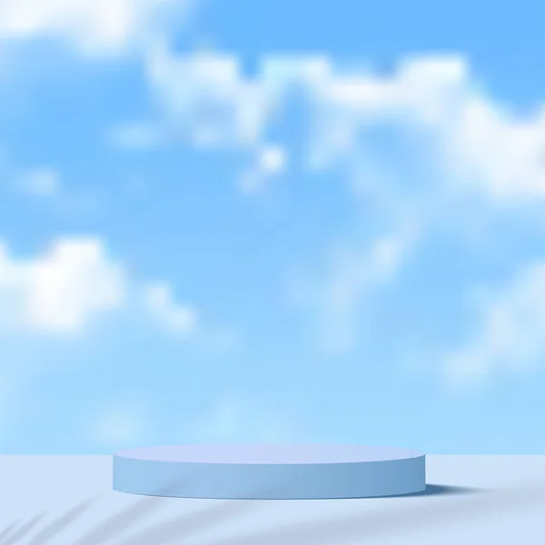 Escena Abstracta Color Azul Con Plataforma Podio Del Cielo Ilustración — Vector de stock