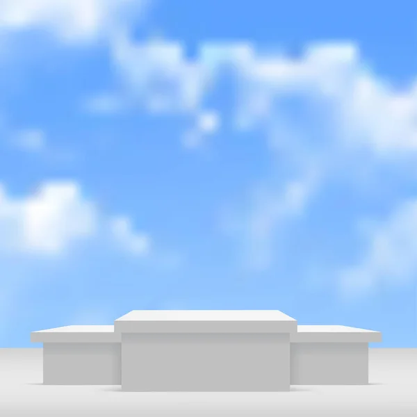 Abstract White Color Scene Sky Podium Platform Vector Illustration — Stock Vector