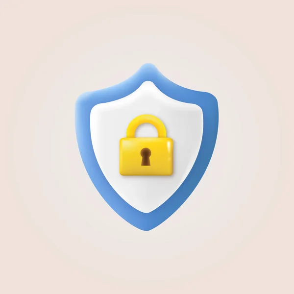 Protection Safety Password Security Concept Shield Lock Vector Illustration — Vector de stock
