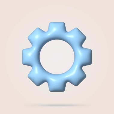 3 boyutlu dişli dişli, sembol ayarlanıyor. Vektör illüstrasyonu