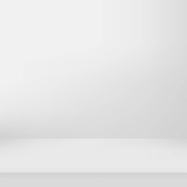 3D beyaz sahne. Ürün sergisi, tanıtım sergisi için. Vektör illüstrasyonu