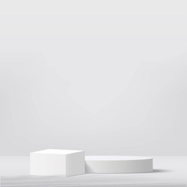 3d white minimal scene for products showcase, promotion display. Vector illustration