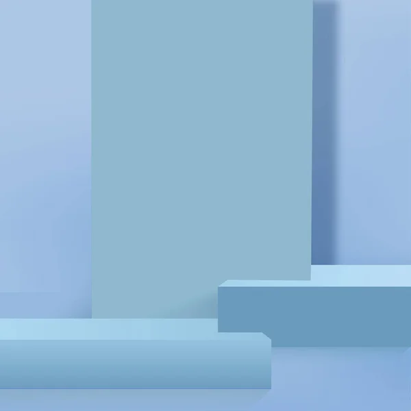 Синій Подіум Мінімальна Сцена Блакитних Стін Подіумний Мінімальний Абстрактний Фон — стоковий вектор