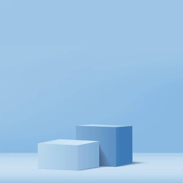 Голубой Подиум Минимальная Сцена Голубой Стене Третий Подиум Минимальный Абстрактный — стоковый вектор