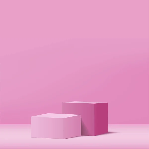 Roze Podium Minimale Roze Muurscène Podium Minimale Abstracte Achtergrond Vectorillustratie — Stockvector